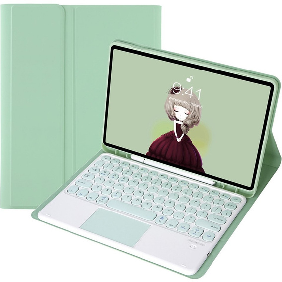 Чохол + клавіатура Samsung Galaxy Tab S6 Lite 2020 P610/P615 / S6 Lite 2022 10.4, Touchpad Pen Slot, світло-зелений