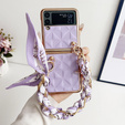 Чохол для Samsung Galaxy Z Flip4 5G, Grid Leather, фіолетовий
