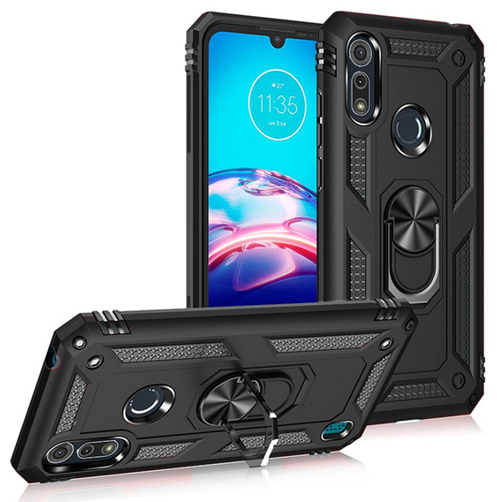 Бронированный Чехол до Motorola Moto E6S, Nox Case Ring, чёрный