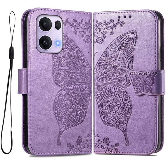 Чохол-книжка для Oppo Reno 13 Pro, Butterfly, фіолетовий