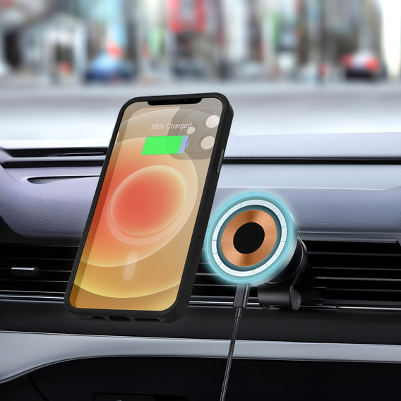 Чехол для iPhone 12, для MagSafe, ERBORD Matt Case, чёрный + стекло для экрана