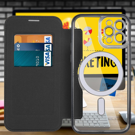 Чохол-книжка для iPhone 12 Pro, RFID Wallet MagSafe CamShield, чорний
