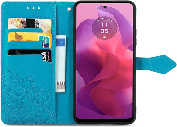 Откидной чехол для Motorola Moto E14, Mandala, синий