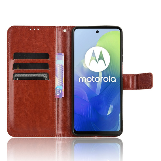 Откидной чехол для Motorola Moto G24 / G24 Power / G04, Crazy Horse Wallet, коричневый
