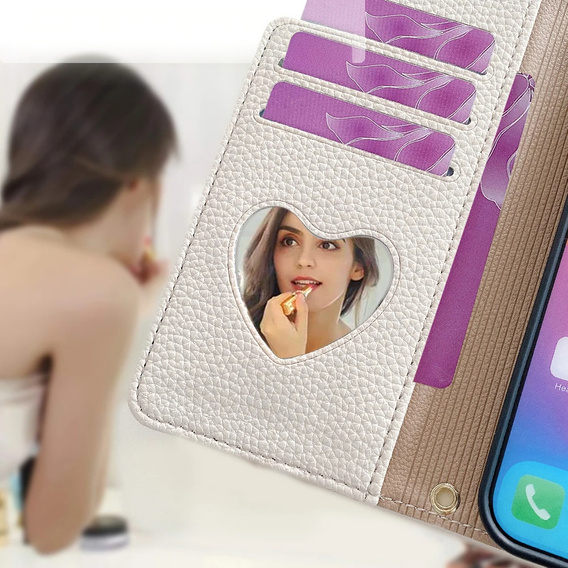 Чохол-книжка для Honor Magic 6 Lite 5G, Wallet Zipper Pocket, з дзеркалом, білий