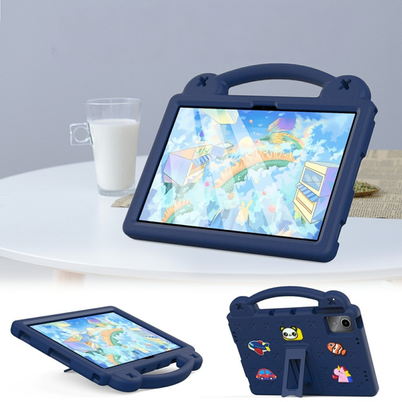 Детский чехол для Lenovo Tab M11, Cute Patterns, с подставкой, темно-синий