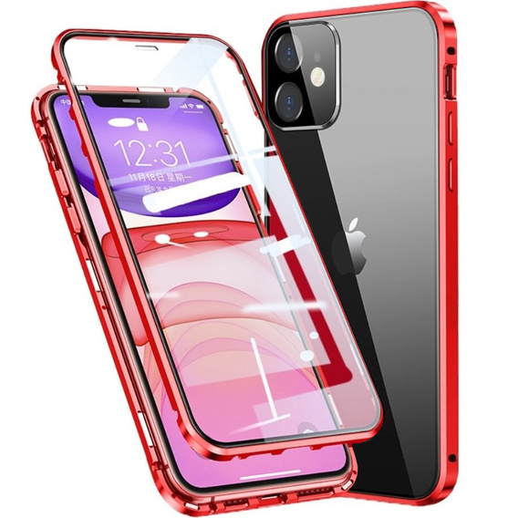 Чехол для iPhone 11, Magnetic Dual Glass, красный