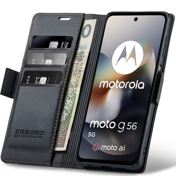 ERBORD Глянцевий гаманець Litchi з клапаном для Motorola Moto G56 5G