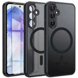 Чехол для Samsung Galaxy A55, для MagSafe, ERBORD Matt Case, чёрный + стекло для экрана
