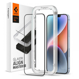 Закаленное стекло с монтажной рамкой SPIGEN Alm Glass FC iPhone 13 / 13 Pro, Black
