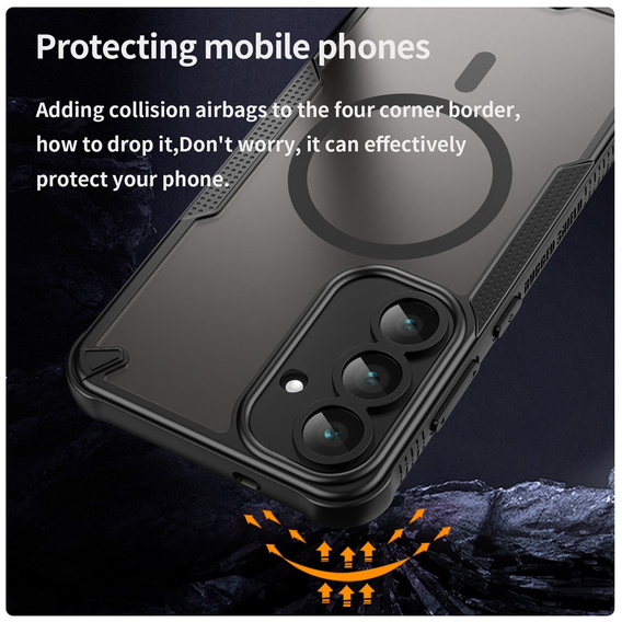 Броньований чохол для Samsung Galaxy S25 FE, для MagSafe, матовий чорний