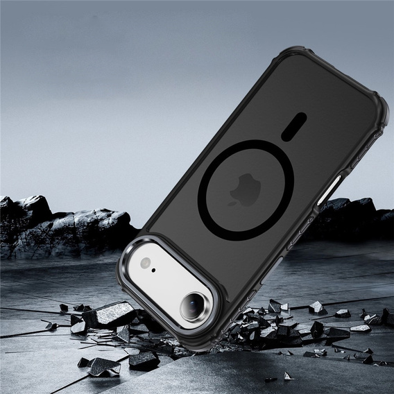 Матовый чехол для iPhone Air, бронированный, для MagSafe, дымчатый с черными боками