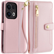 Чохол-книжка для Oppo Reno 13 Pro, Wallet Zipper Pocket, рожевий