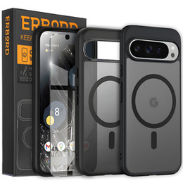 Чехол для Google Pixel 9 Pro, для MagSafe, ERBORD Matt Case, чёрный + стекло для экрана