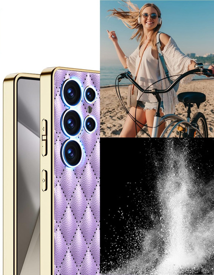 Чохол для Samsung Galaxy S25 Ultra, Leather Rhombus, фіолетовий