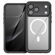 Чехол Redpepper для iPhone 17 Pro Max, водонепроницаемый IP68, для MagSafe, прозрачный с черными боками