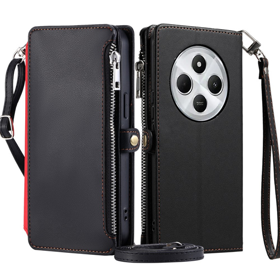 Откидной чехол для Xiaomi Redmi 14C / Xiaomi Poco C75, Wallet Zipper Pocket, чёрный