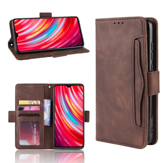 Футляр з клапаном для Xiaomi Redmi Note 8 Pro, Card Slot, коричневий