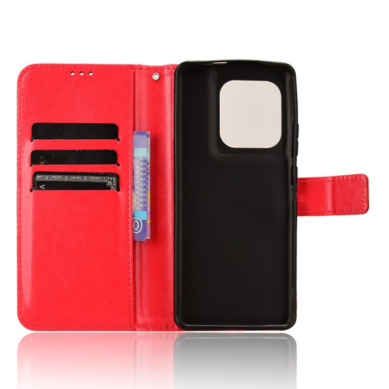 Футляр з клапаном для Motorola Edge 50 Ultra, Crazy Horse Wallet, червоний