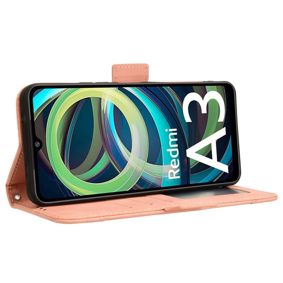 Футляр з клапаном для Xiaomi Redmi A3, Card Slot, рожевий