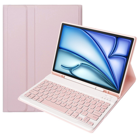 Чехол + клавиатура Apple iPad Air 11" 6 gen. 2024, Leather Pen Slot, розовый rose gold
