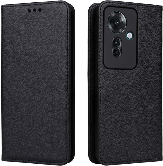 Чохол-книжка для Oppo Reno 11F 5G, Smart Magnetic, чорний + скло 9H