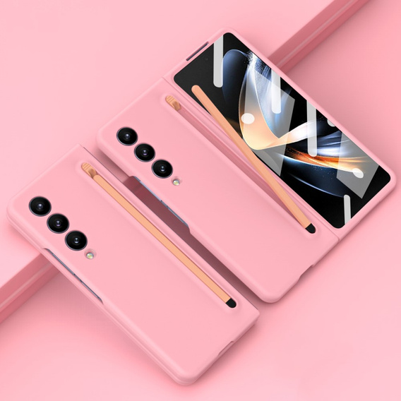 Чохол для Samsung Galaxy Z Fold 5 5G, зі склом та стилусом, рожевий
