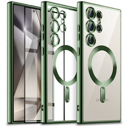 Чохол для Samsung Galaxy S24 Ultra, Electro MagSafe, зелений + Повністю клейове керамічне скло