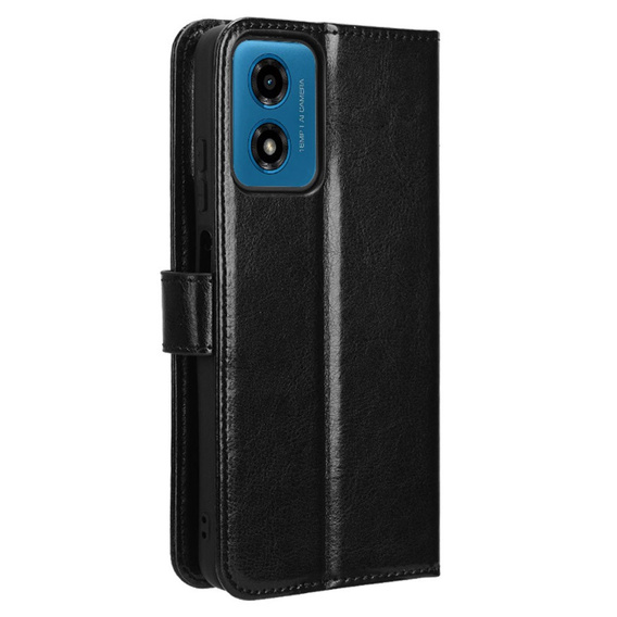Откидной чехол для Motorola Moto E14, Crazy Horse Wallet, чёрный