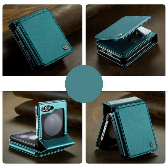 CASEME флип-кейс для Samsung Galaxy Z Flip5 5G, Litchi Wallet, зелёный