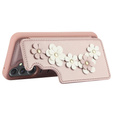 Чохол для Samsung Galaxy S23 FE, Leather Flower Card Slot, рожевий