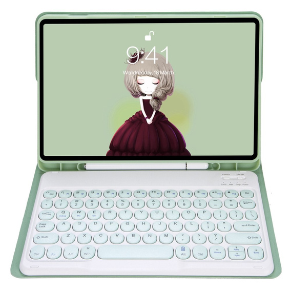 Чохол + клавіатура iPad 10.2" 2021/2020/2019 (9/8/7 gen.) / Air 10.5" 2019 (3 gen.), Leather Pen Slot, світло-зелений