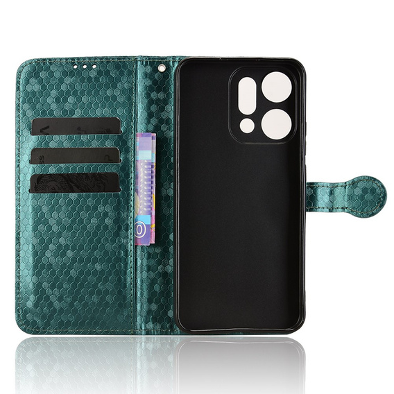 Чехол с откидной крышкой для Oppo Reno 14, Wallet Rhombus, зеленый