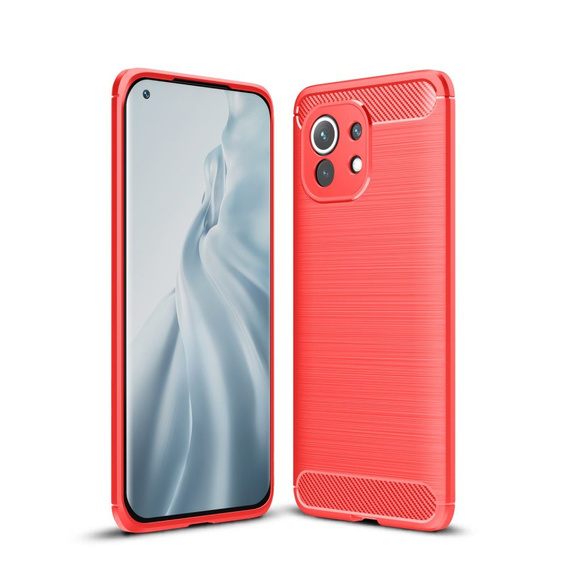 Чехол до Xiaomi Mi 11, Carbon, красный