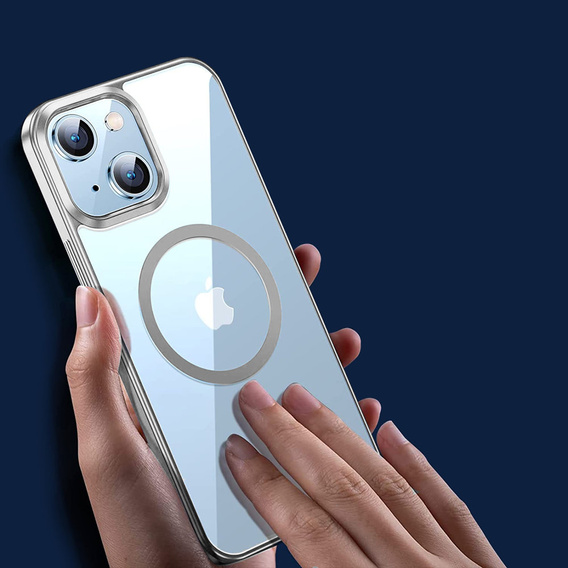 Чехол до iPhone 14, ERBORD Hybrid MagSafe Case, серебряный