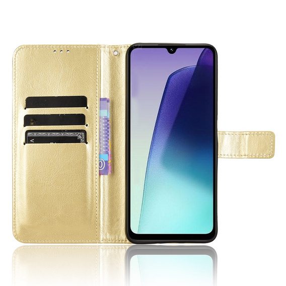 Футляр з клапаном для Xiaomi Redmi 14C / Xiaomi Poco C75, Crazy Horse Wallet, золотий