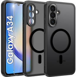 Чехол для Samsung Galaxy A34 5G, для MagSafe, ERBORD Matt Case, чёрный + стекло для экрана