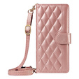 Чохол-сумка для Xiaomi Redmi Note 14 Pro 5G / Xiaomi Redmi Note 14 Pro+ 5G / Xiaomi Poco X7 5G, Rhombus Crossbody Leather, рожевий rose gold
