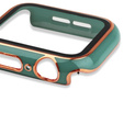 2в1 чехол и защитное стекло для часов Apple Watch 7/8 45mm - Green / Gold