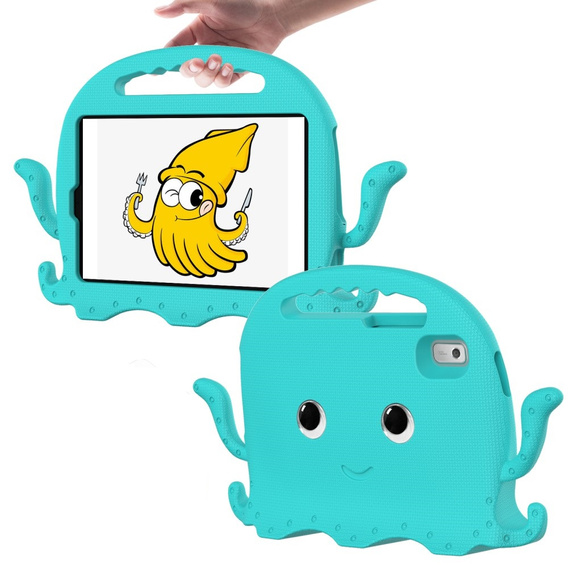 Детский чехол для Lenovo Tab M9, с ручкой, осьминог, зелёный