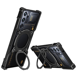 Чохол для ZTE nubia Red Magic 9 Pro / 9 Pro+ / 10 Pro / 10 Pro+ 5G, Kickstand Bumper, з кришкою об'єктива, для MagSafe, чорний / сріблястий