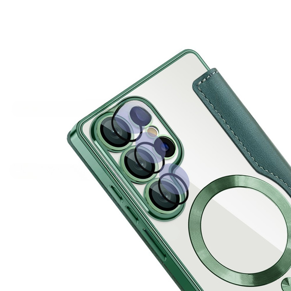 Откидной чехол для Samsung Galaxy S25 Ultra, RFID Wallet MagSafe CamShield, зелёный