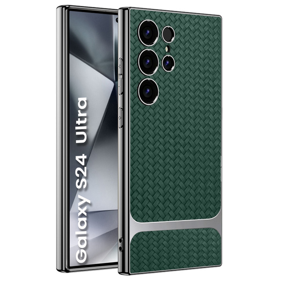 Чехол до Samsung Galaxy S24 Ultra, GKK Woven Leather, зелёный