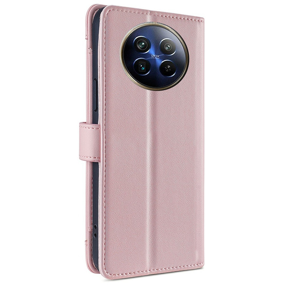 Откидной чехол для Realme 12, Wallet Zipper Pocket, розовый