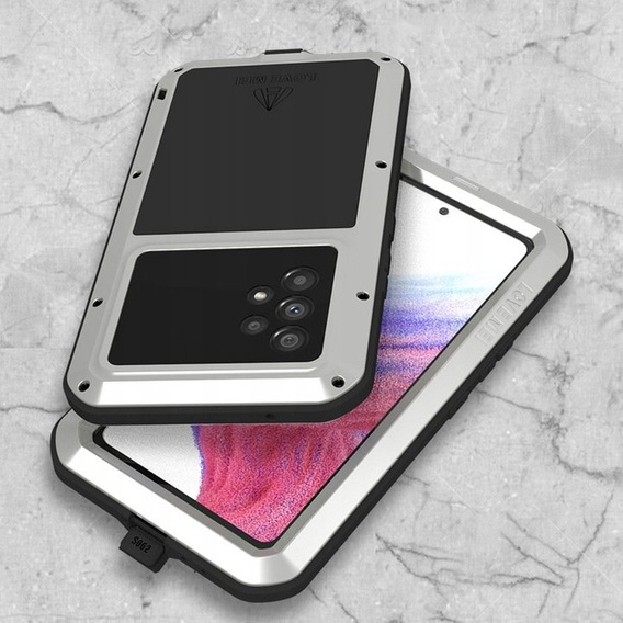 Чoхол Love Mei до Samsung Galaxy A53 5G, armored with glass, сріблястий