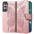 Откидной чехол для Samsung Galaxy S21 FE, Butterfly, розовый rose gold
