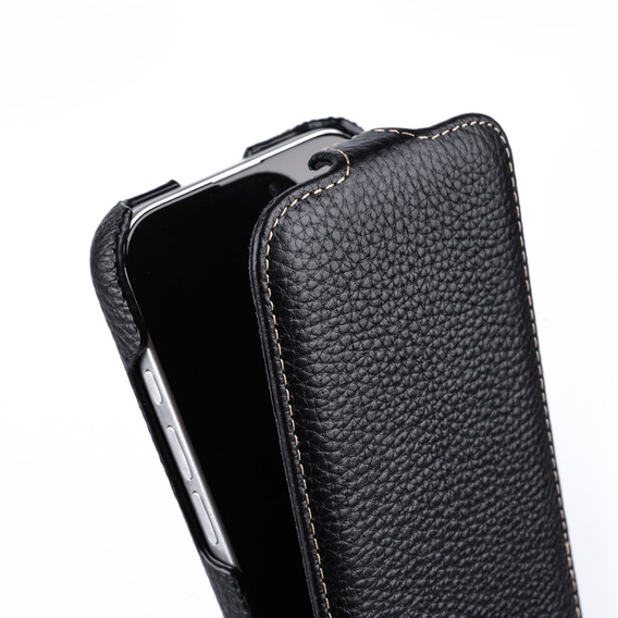 Чехол MELKCO с флипом для iPhone 16 Pro, кожа, флип, чёрный