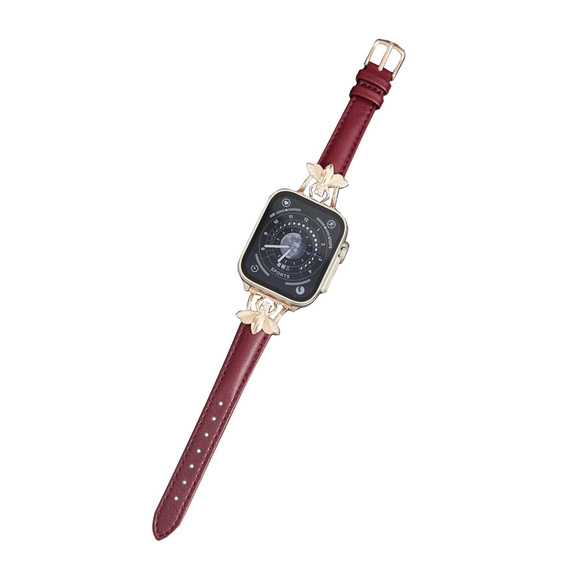 Кожаный ремешок для Apple Watch 1/2/3/4/5/6/7/8/SE/Ultra 42/44/45/49 мм,  бордовый