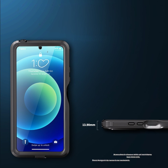 IP68 водонепроникний чохол для Xiaomi Redmi Note 13 5G, Redpepper, чорний