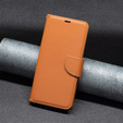 Откидной чехол для Samsung Galaxy A15, Wallet Litchi Leather, коричневый + 9H стекло 